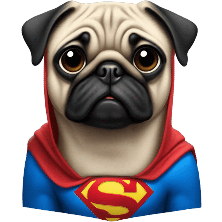 Pug wearing superman hoodie emoji