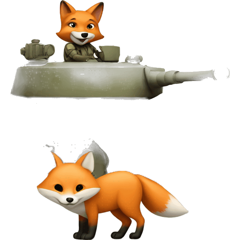 Fox driving a tank emoji