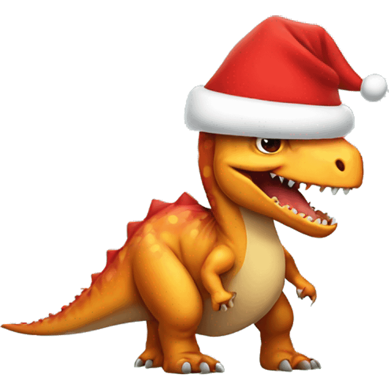 Dino wearing Santa hat emoji