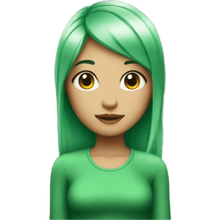 pretty girl with green hair emoji