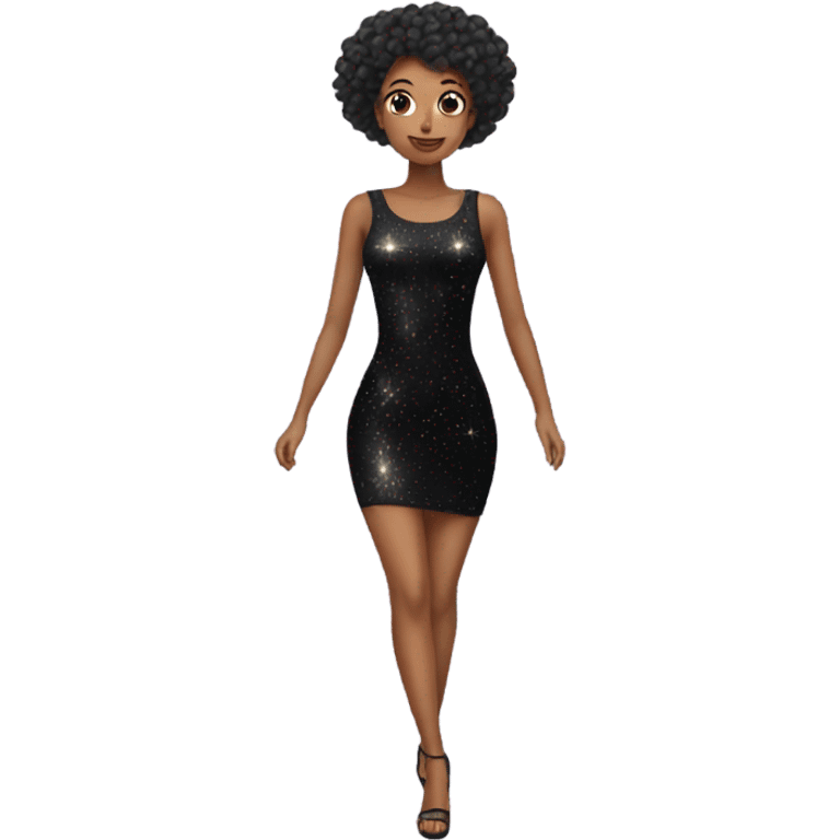 sparkly short black bodycon dress floating in the air emoji