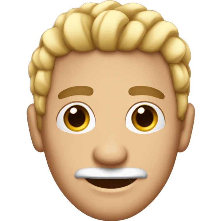 Hombre blanco con trenzas corta sin bigote ojos cafe emoji