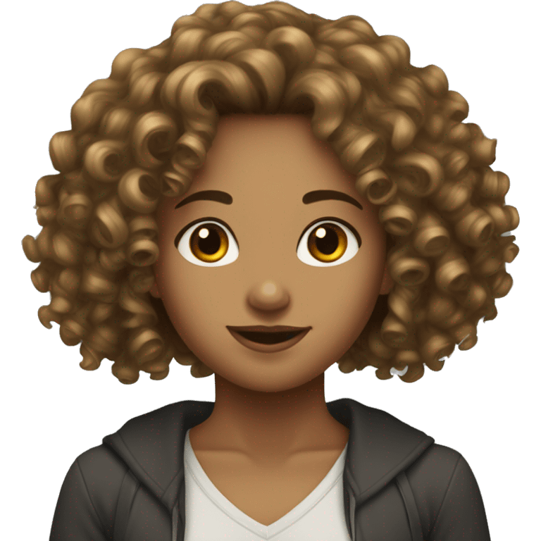 curly hair girl medium length  emoji