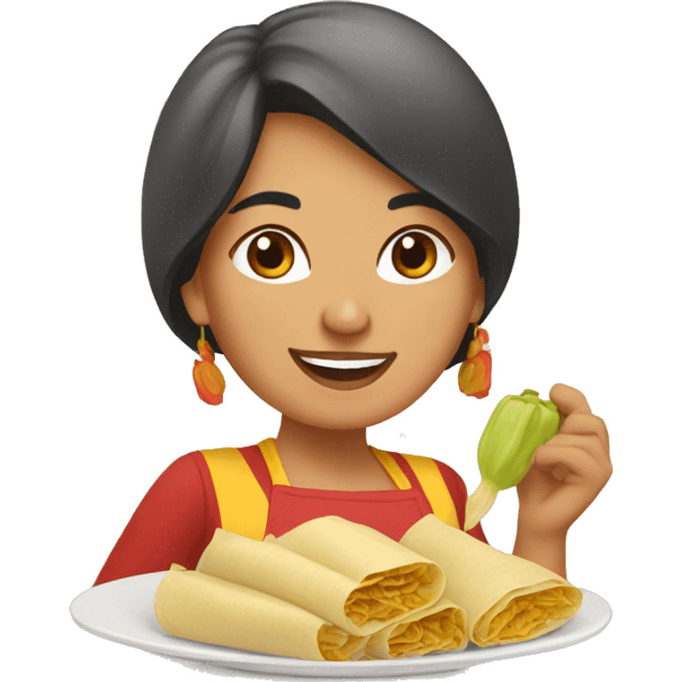 Mexican woman cooking tamales emoji