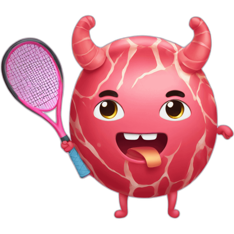 Kawaii jamon with tennis racket emoji