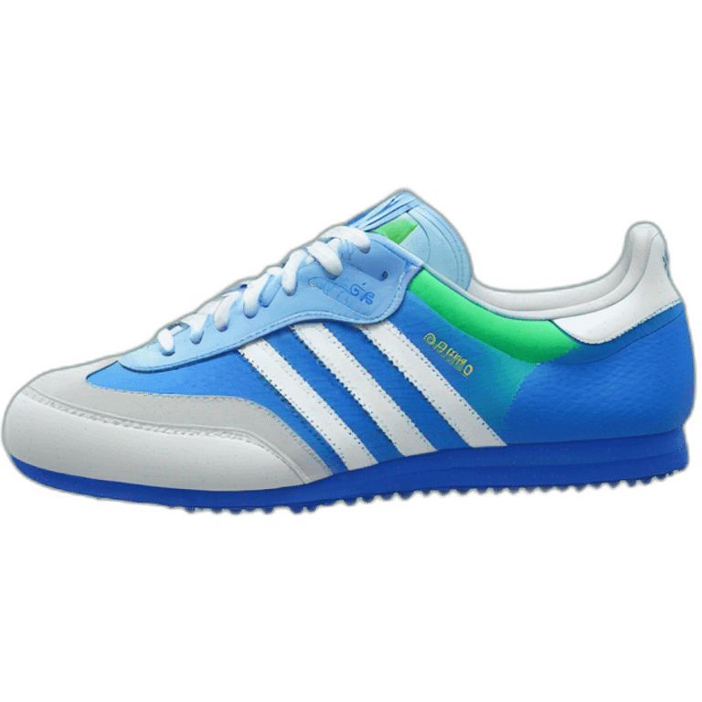 Adidas samba shoes blue White green emoji