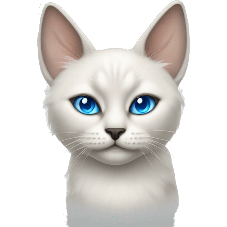 Fluffy white Siamese with blue eyes and devil horns  emoji