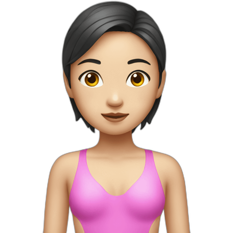 swimming asian girl in pink swimsuit emoji