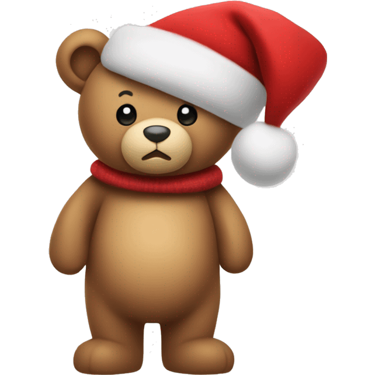 Teddy bear in a red hat with a Christmas tree emoji