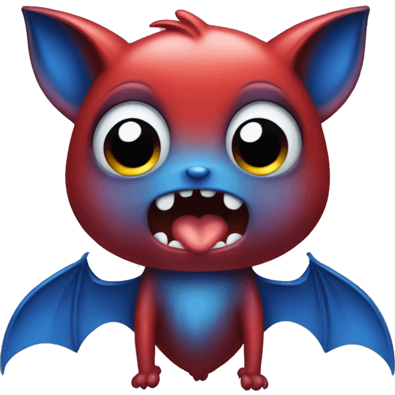 red shiny bat animal crying blue tears emoji