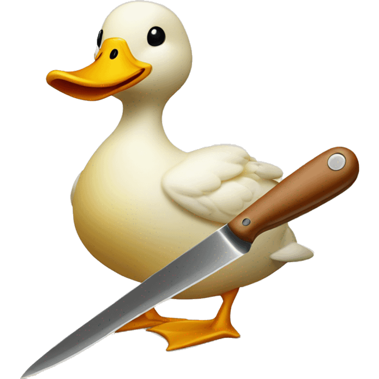 duck holding a knife applying salted butter on rye bread emoji