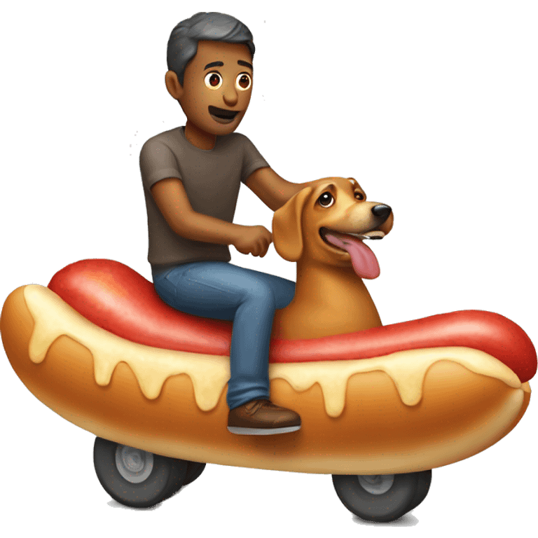 Man riding a hotdog emoji