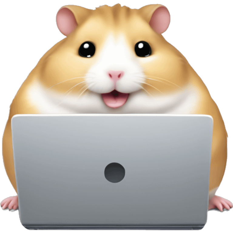 chubby hamster working on a laptop emoji