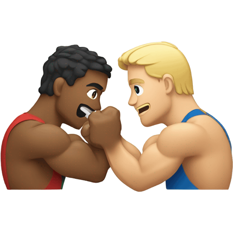 Two men armwresting, One is a moroccan young man et One a blond me emoji