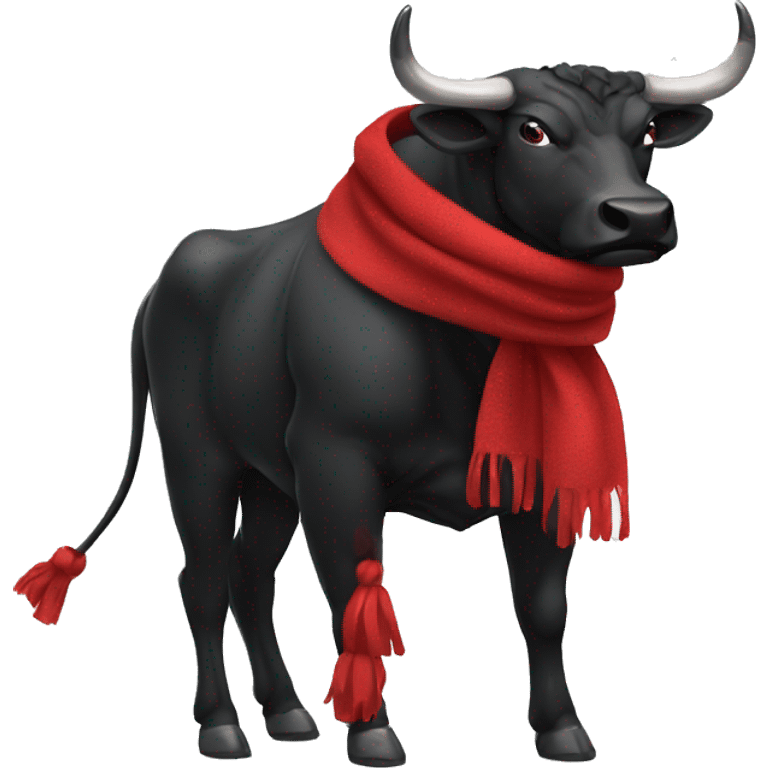 black bull using red scarf feeling angry emoji