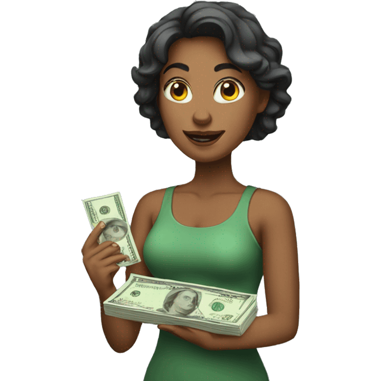 woman holding 10000 bucks emoji