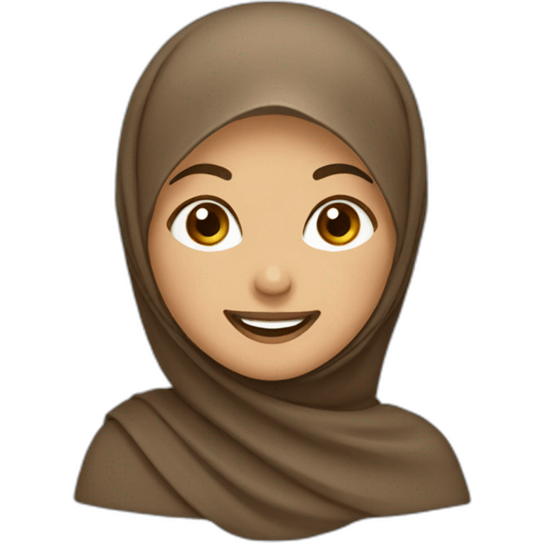 A happy girl wear a brown hijab and wink emoji