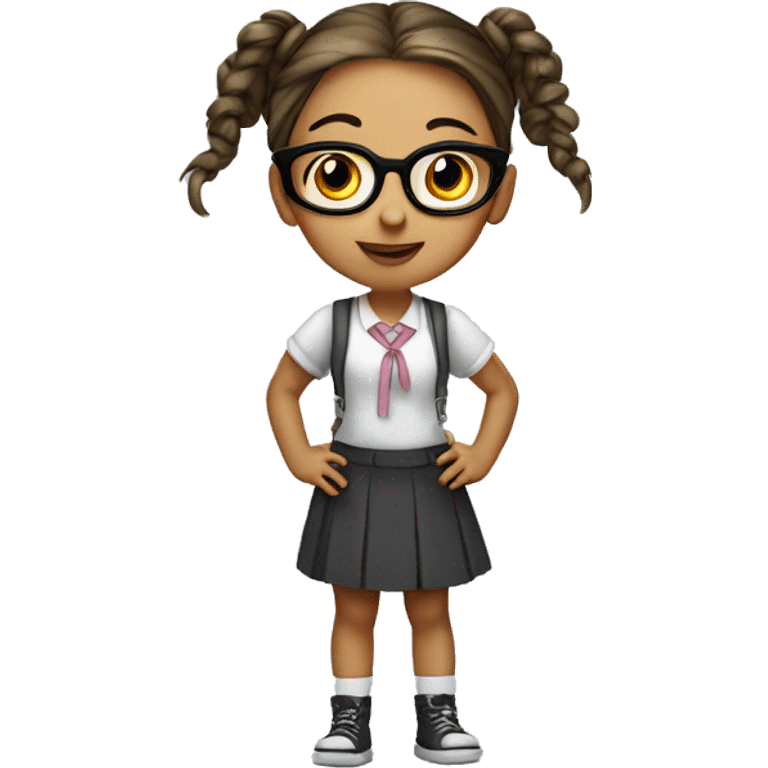 Cute Nerd girl with pigtails emoji