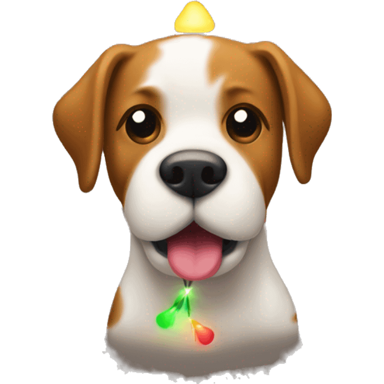 Dog pooping Christmas lights emoji