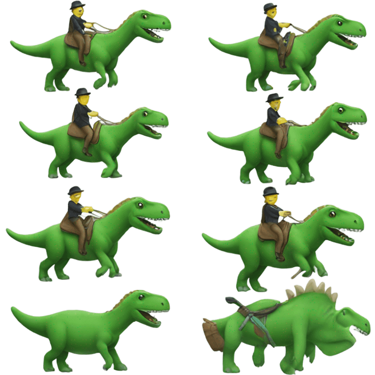 a green dinosaur riding a horse emoji