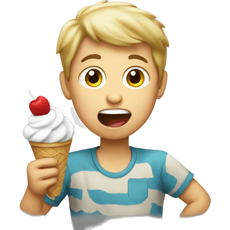 Boy eating ice cream emoji