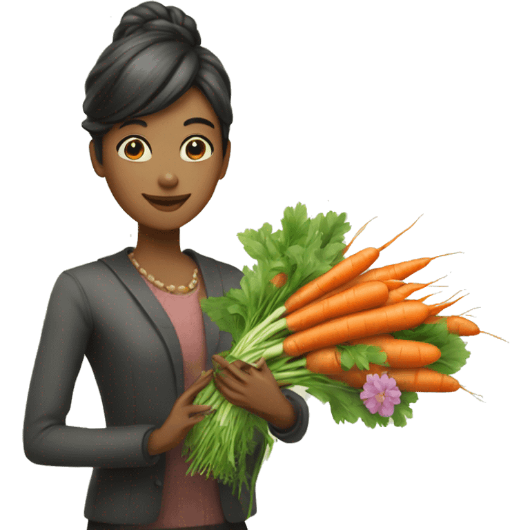 elegant person gifting carrots insteasd of flowers emoji