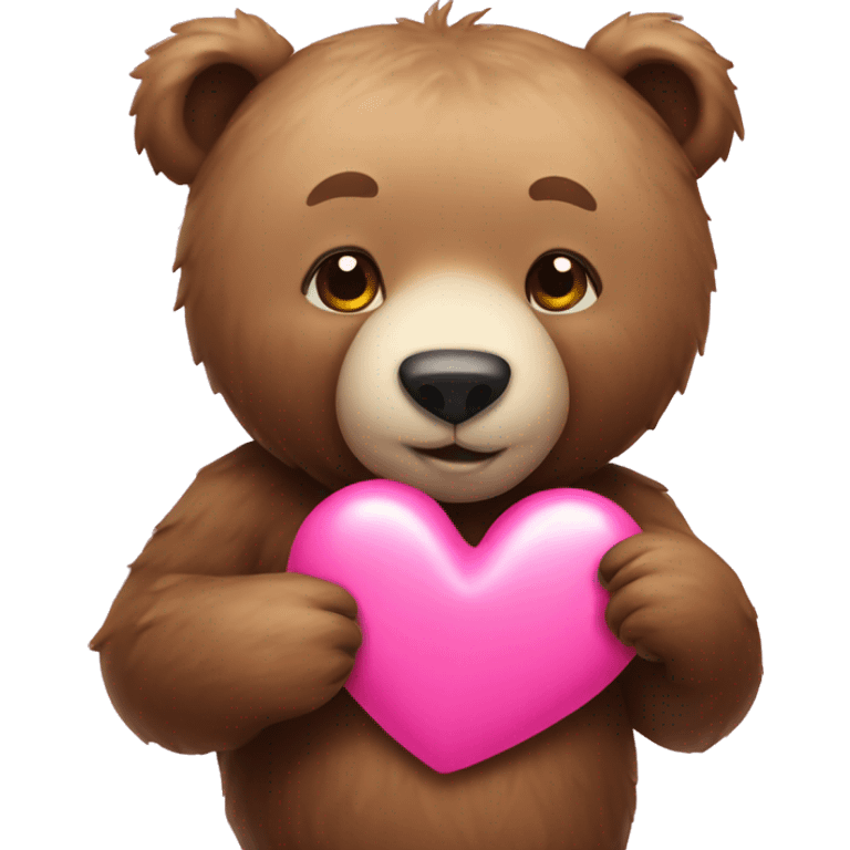 Bear with pink heart emoji