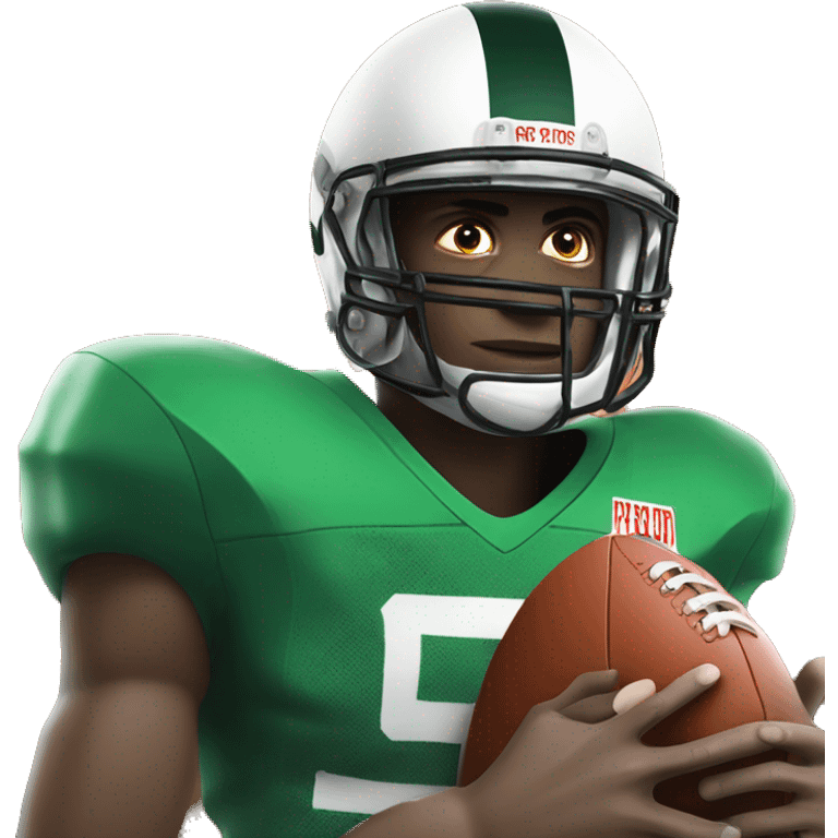 Football player in green and white jersey, facing off with football player in orange and black jersey emoji