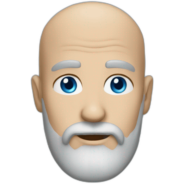 Man 40 years bald with grey and black long beard blue eyes emoji