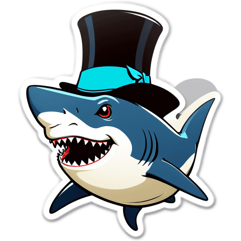 Shark with a top hat emoji