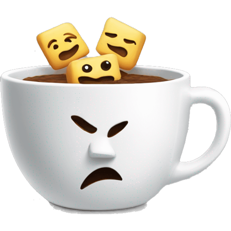 A side view of jealous squares in a white cup bowl emoji