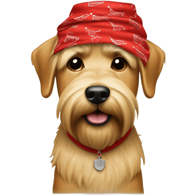 Donald trump and wheaten terrier wearing a red bandana emoji