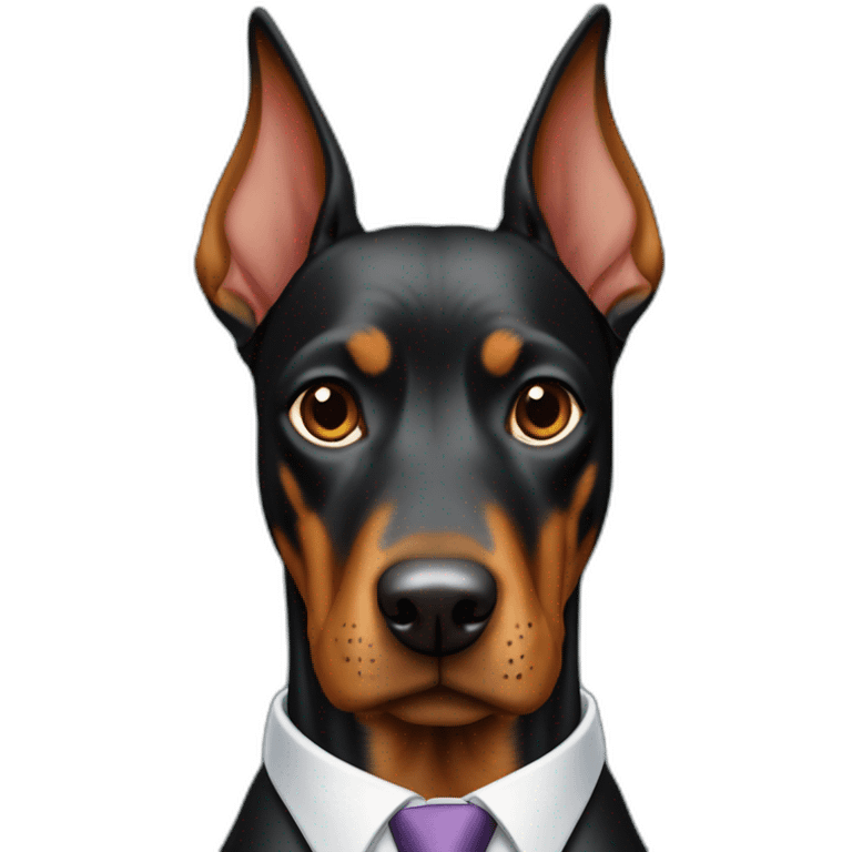 Doberdore dog in tie and with briefcase (floppy ears) emoji