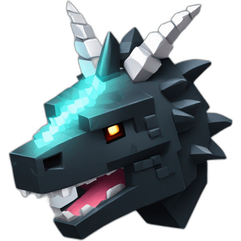 Minecraft Black Godzilla Head With Diamond Unicorn Horn and Lazer Eyes emoji