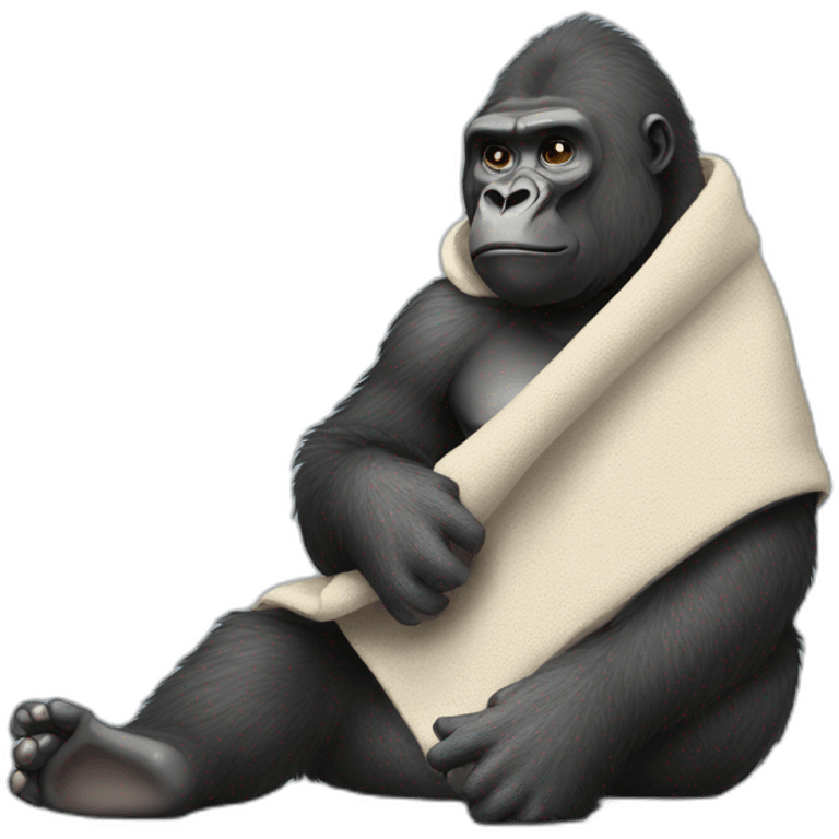 Gorilla holding a blanket emoji