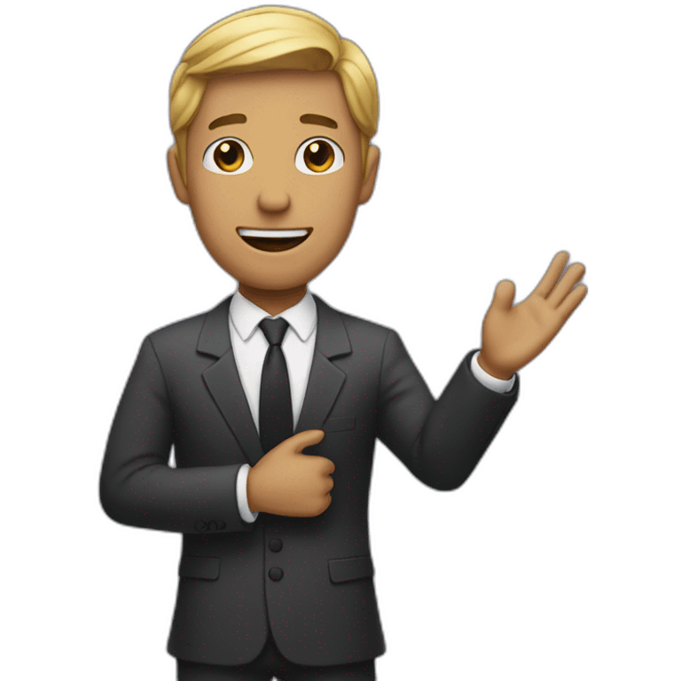 man in suit holding out his arms emoji