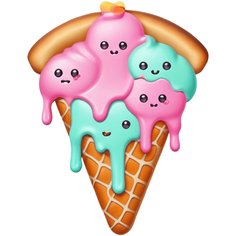 Melted neon kawaii pastel ice cream pizza slice emoji