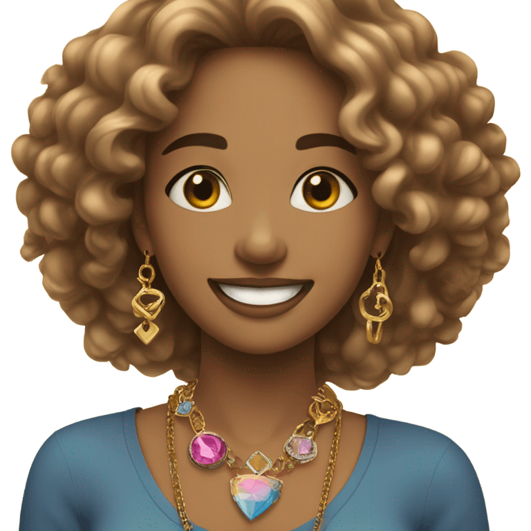 Girls smiling with jewelry emoji