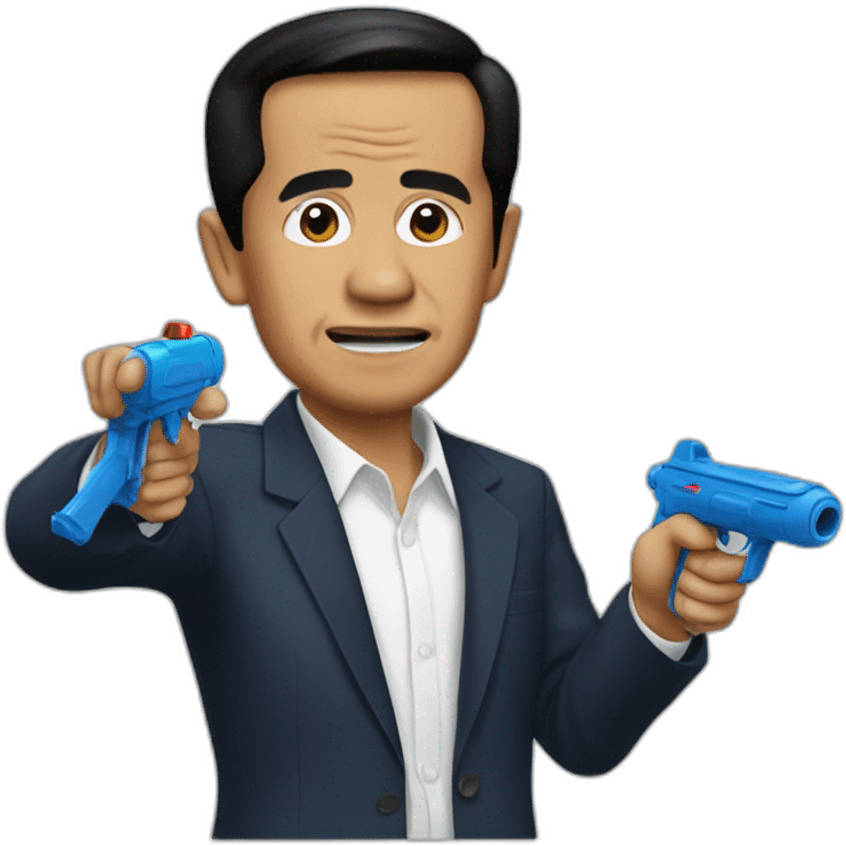 Jokowi pointing water gun emoji