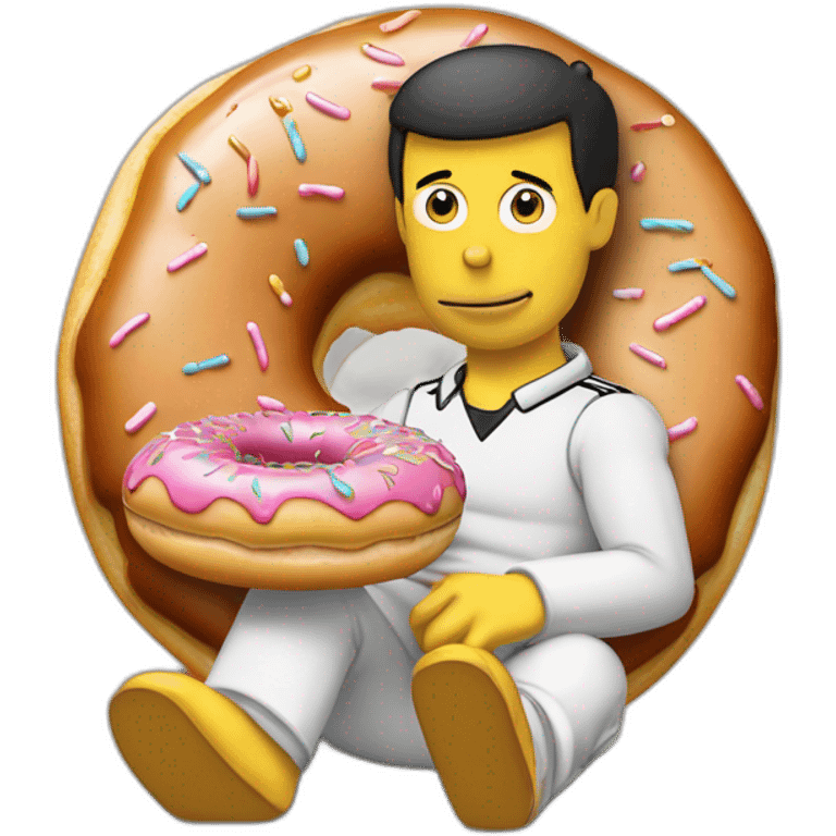 Ronaldo qui mange un donut avec homer simpson emoji