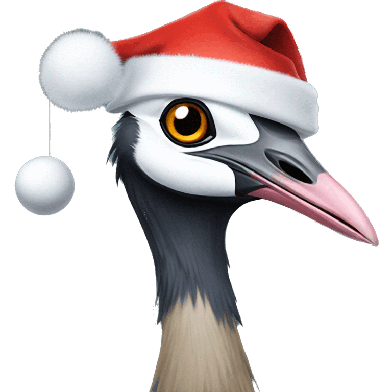 African crowned crane with Santa hat emoji