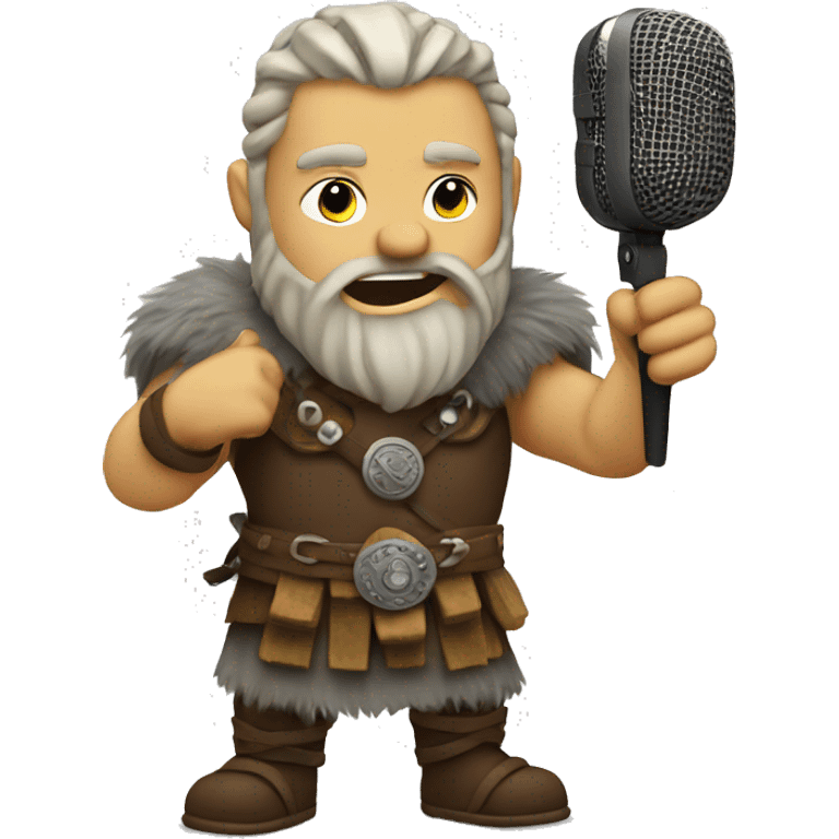 viking with microphone emoji