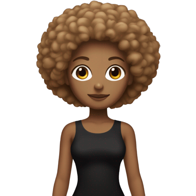 Girl with tan skin and Afro full body black bodycon dress emoji