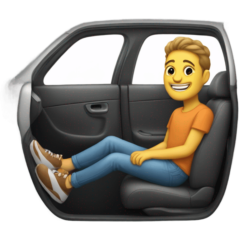 casual smile in a car interior emoji