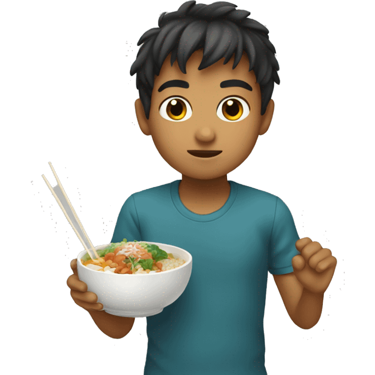 A boy with a poke bowl  emoji