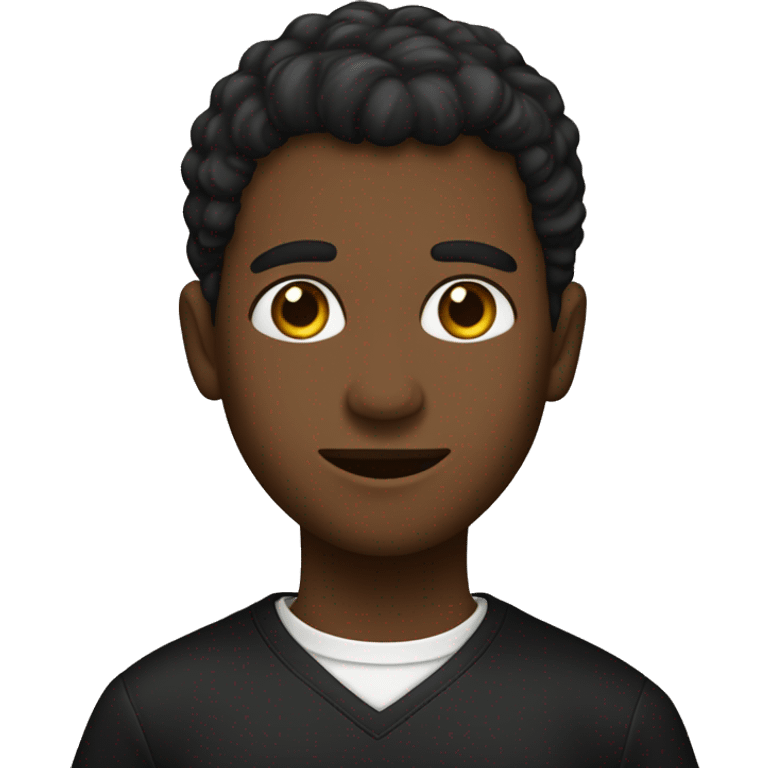 Un chico de 14 años de pelo negro y ojos cafes todo vestido de negro. De Piel blanca emoji