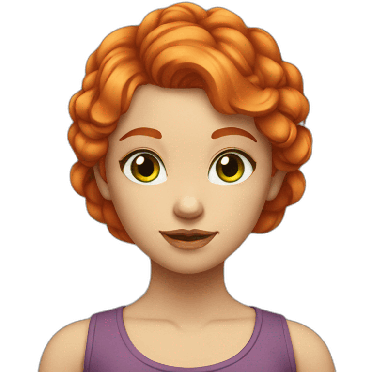 girl orange-red hair up to shoulders brown-green eyes emoji