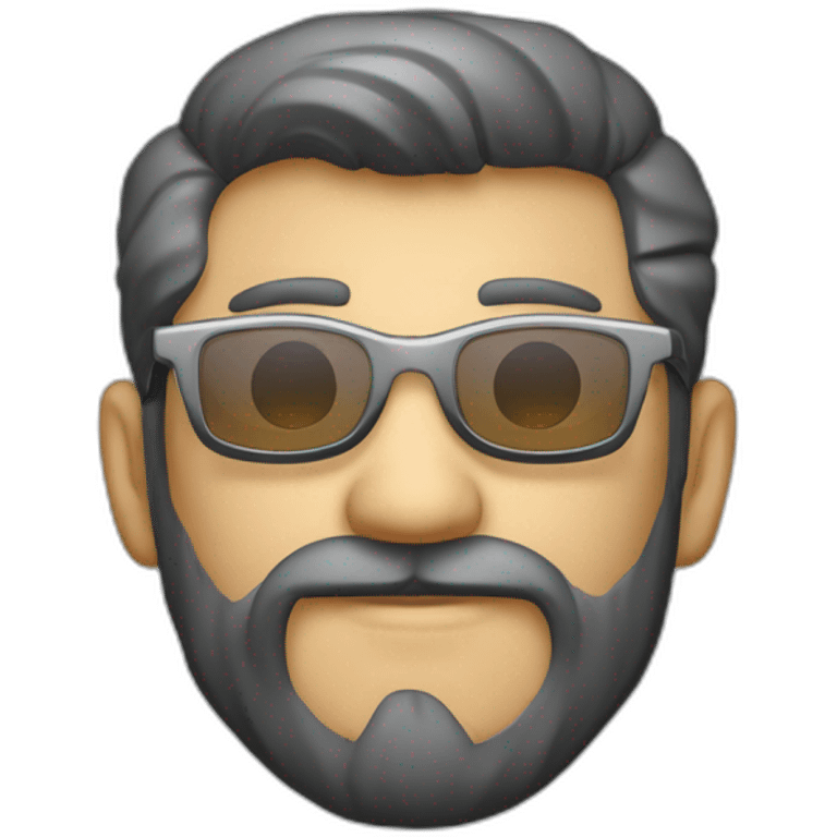 hombre calvo con barba corta blanca y gafas metálicas emoji