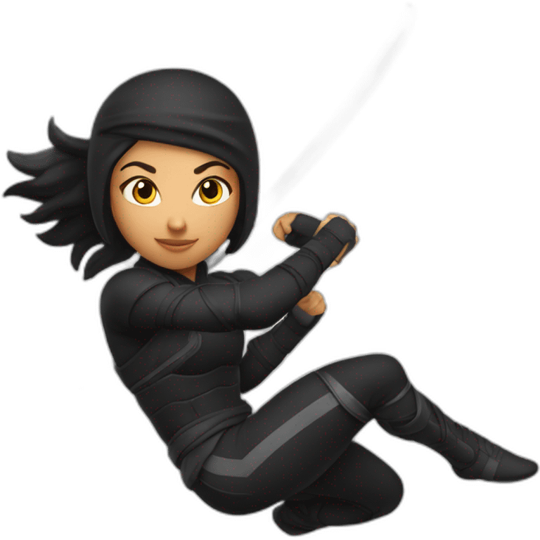 female Ninja Warrior athlete of Hispanic descent, captured mid-air emoji