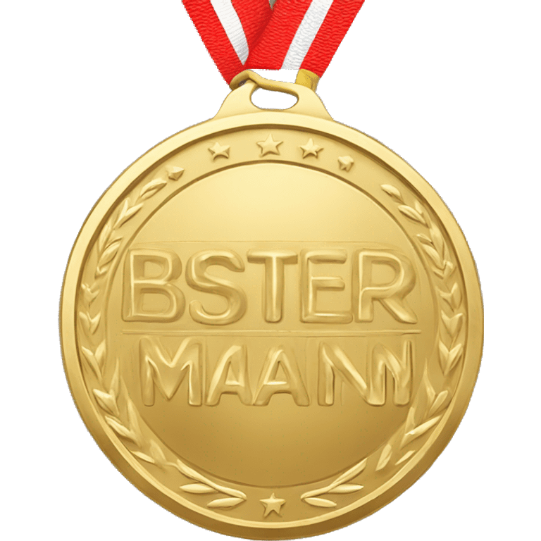 a picure of a gold medal. the text on the gold medal is "Bester Mann!" emoji